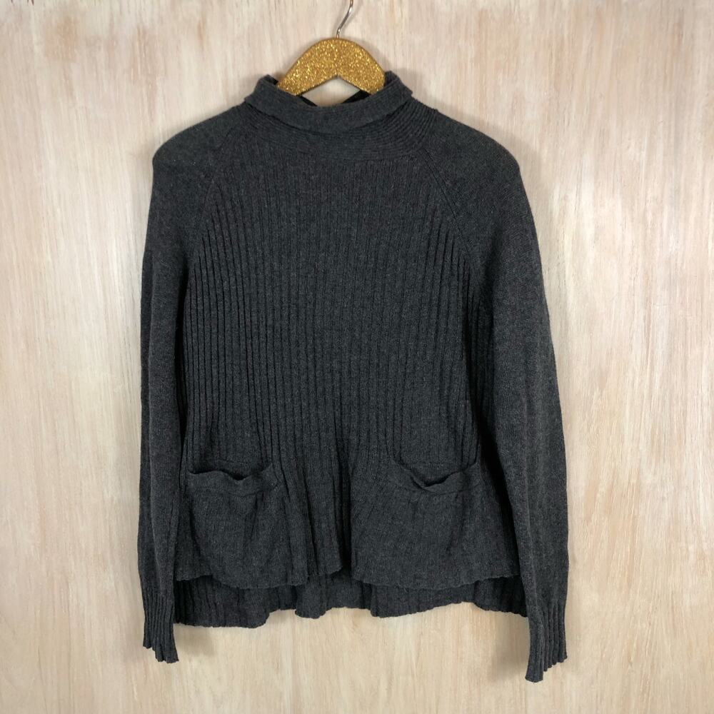 Toad&Co Charcoal Ribbed Pocket Mock Neck Sweater